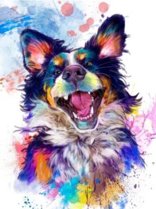 A dog drawing of rainbow style