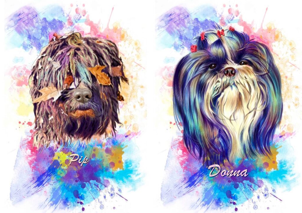 Dogs drawing of rainbow style