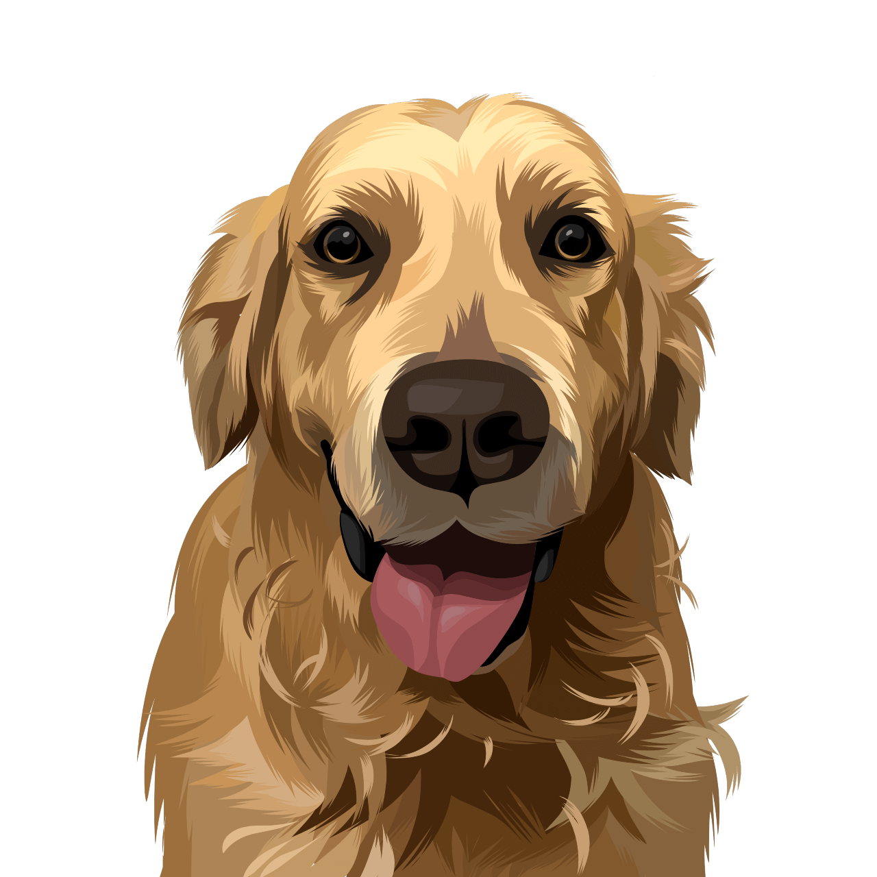 Vector Drawing of a brown dog that look at camera