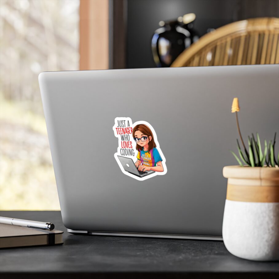 Just a Teenager Who Loves Coding Sticker - Image 3