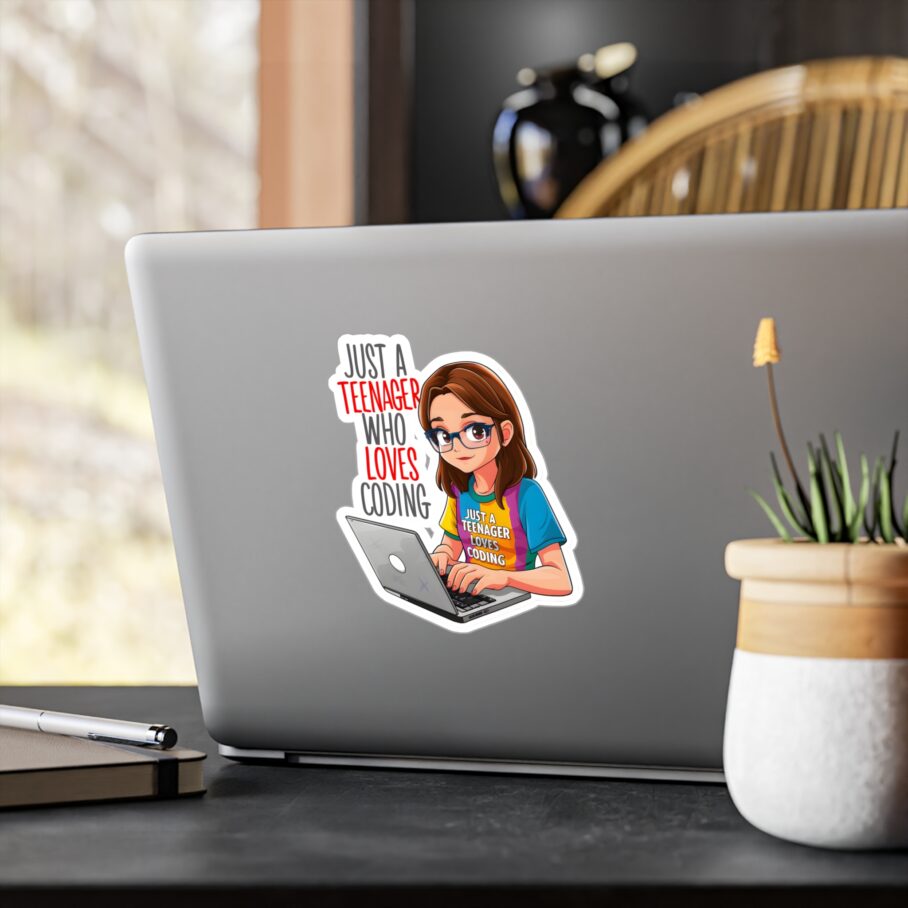 Just a Teenager Who Loves Coding Sticker - Image 4