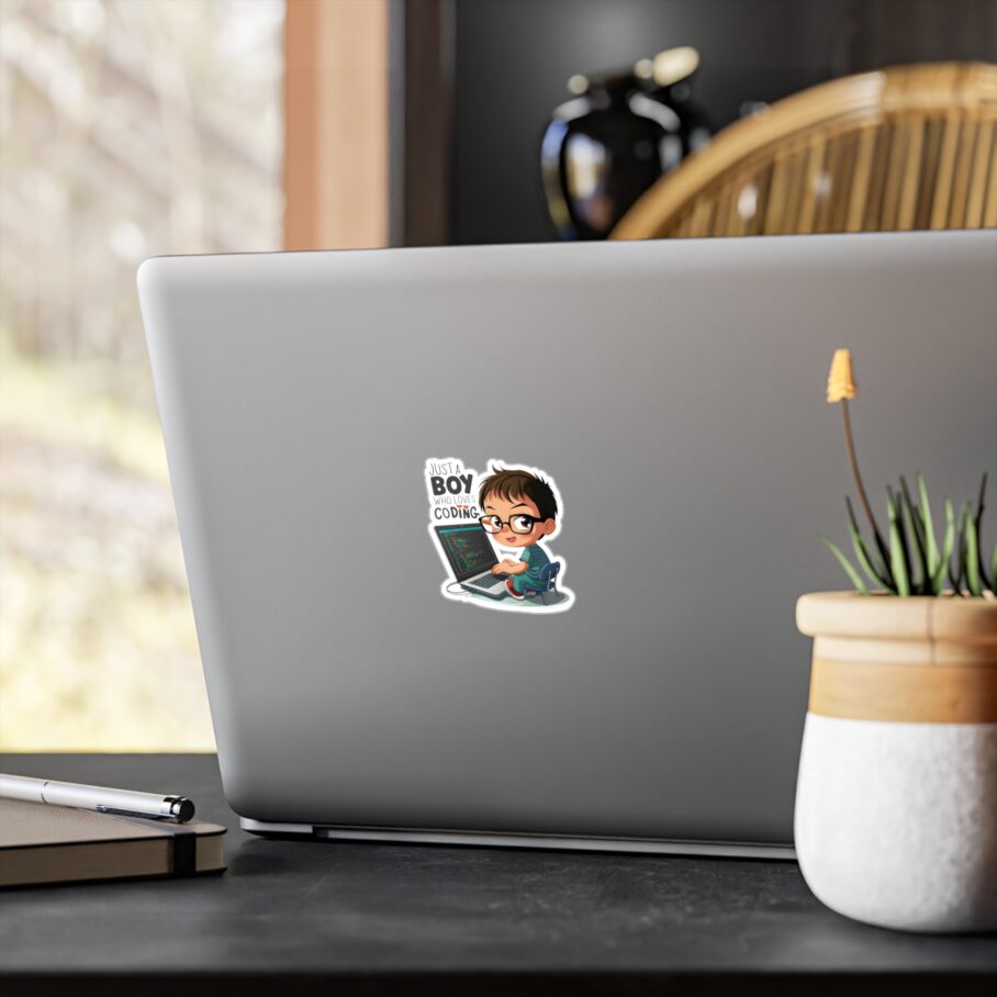 Just a Boy Who Loves Coding Sticker - Image 2