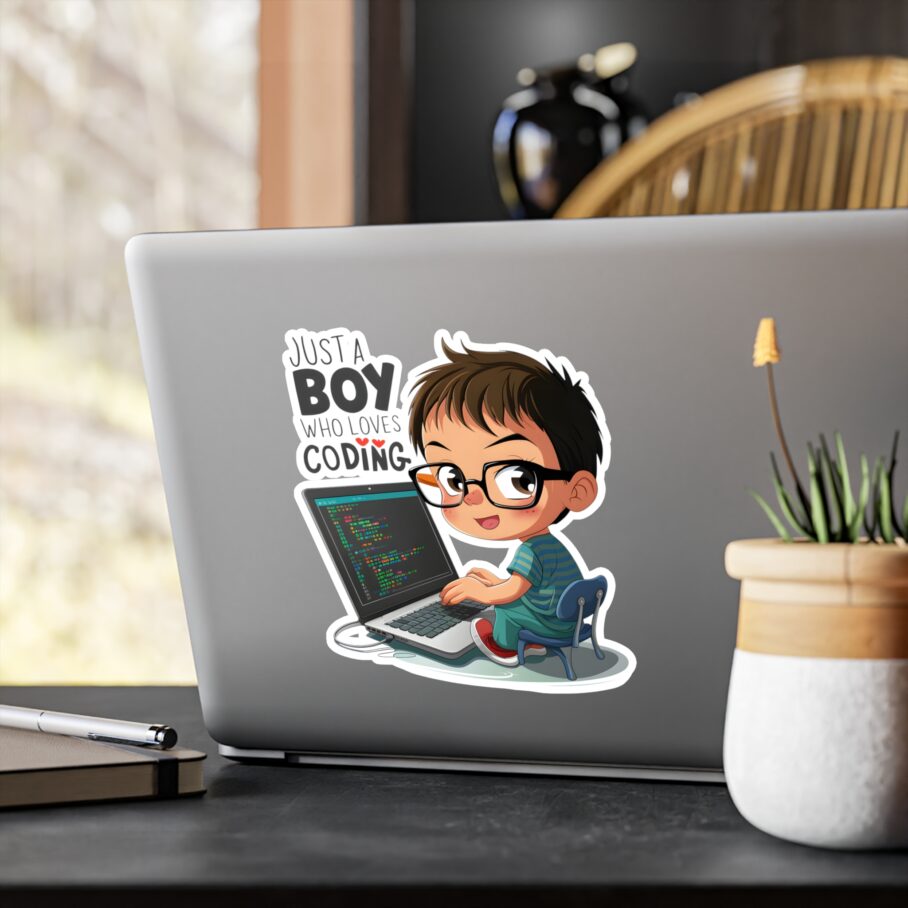 Just a Boy Who Loves Coding Sticker - Image 5