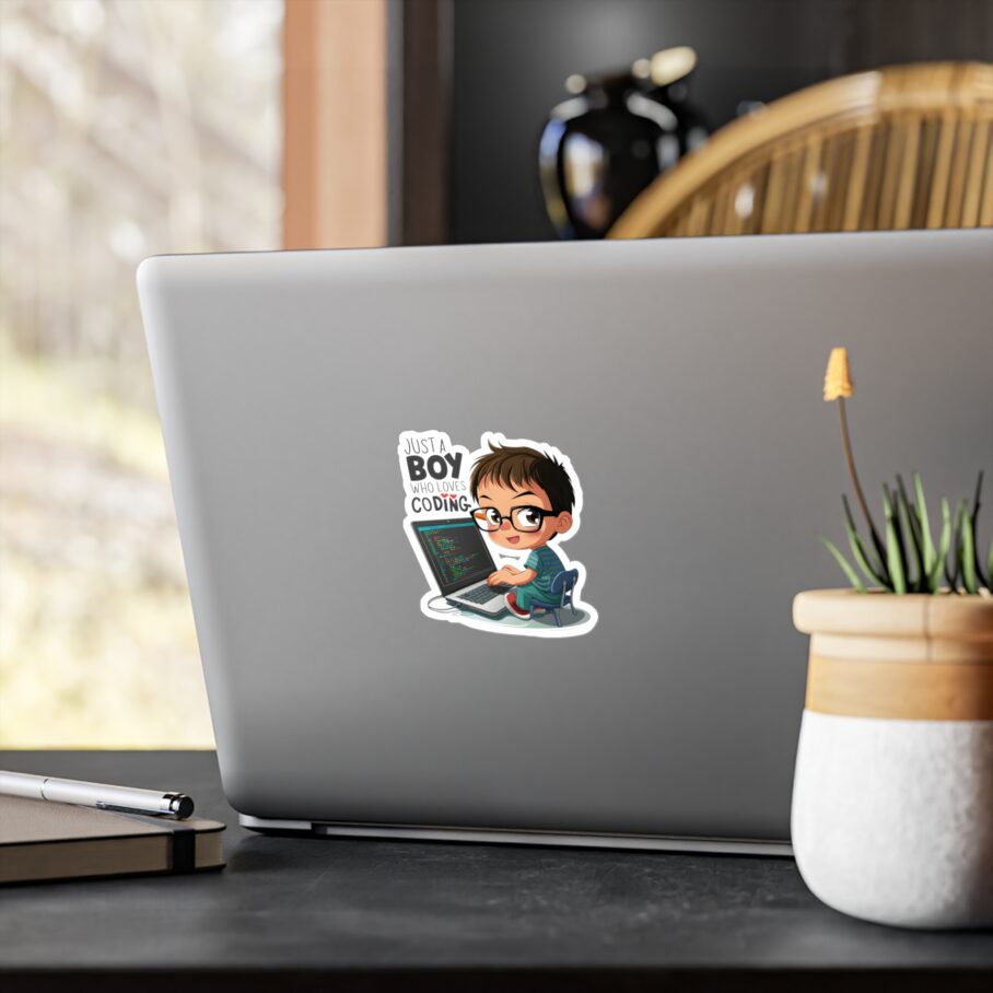 Just a Boy Who Loves Coding Sticker - Image 3