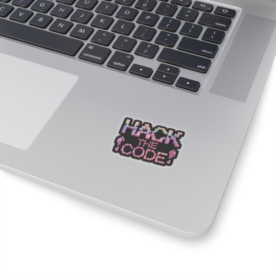 Glitchy “Hack the Code!” Sticker - Image 6