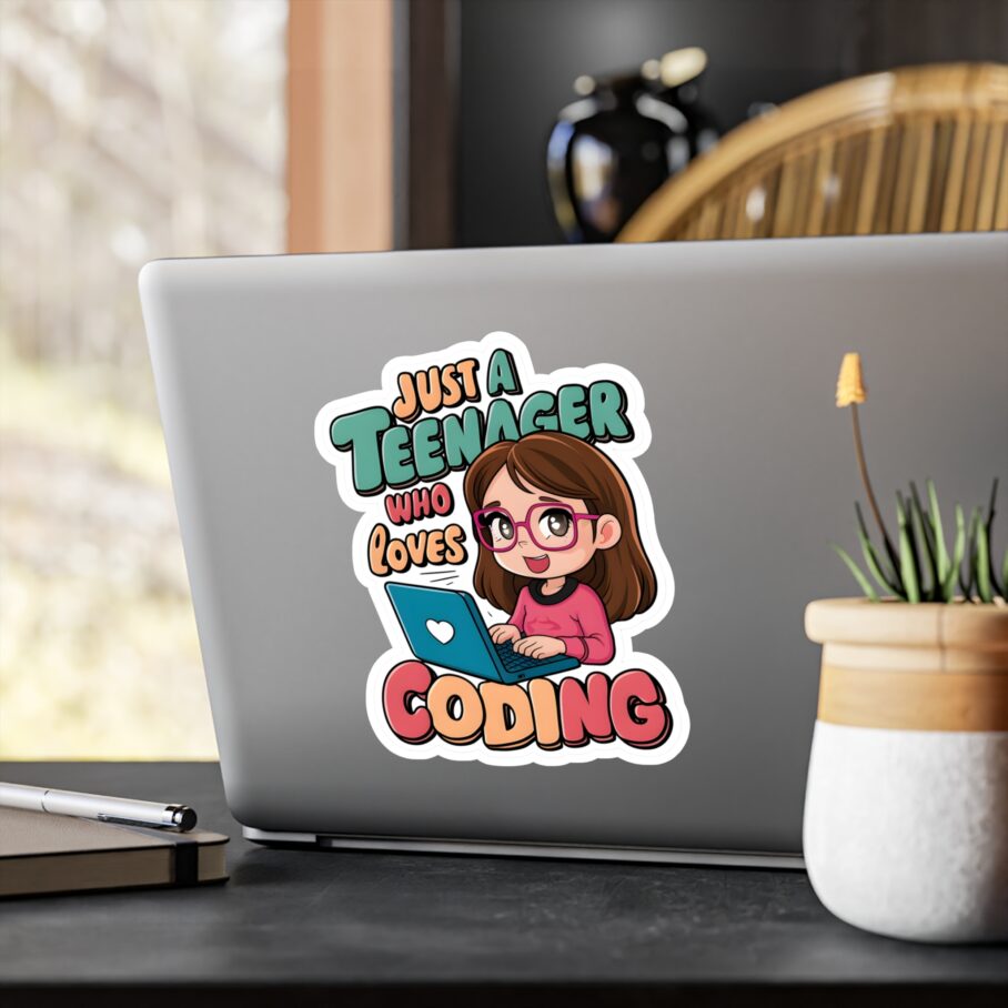 Just a Teenager Who Loves Coding Sticker - Image 5