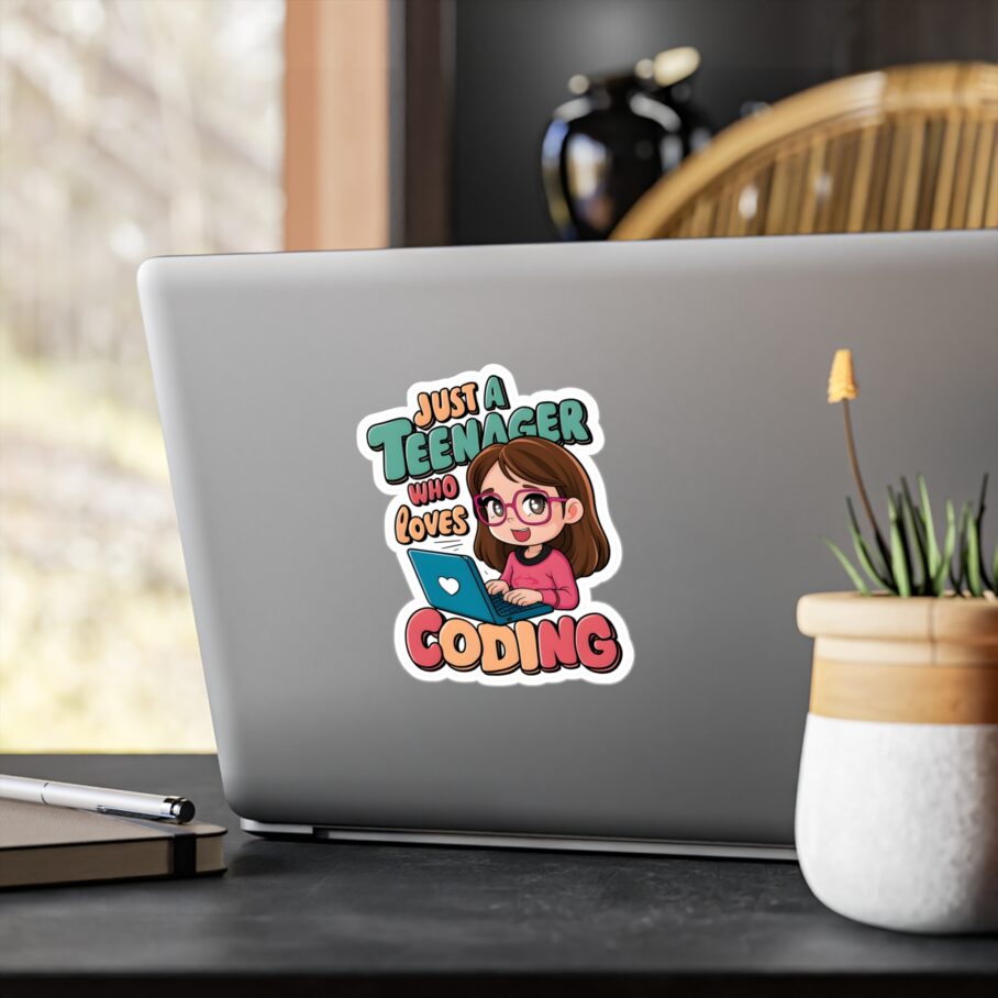 Just a Teenager Who Loves Coding Sticker - Image 4