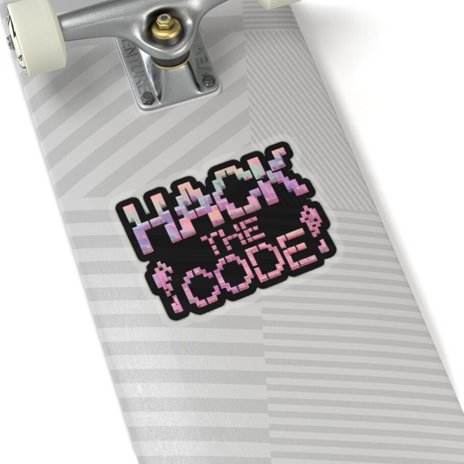 Glitchy “Hack the Code!” Sticker - Image 7