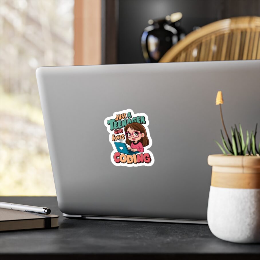 Just a Teenager Who Loves Coding Sticker - Image 3