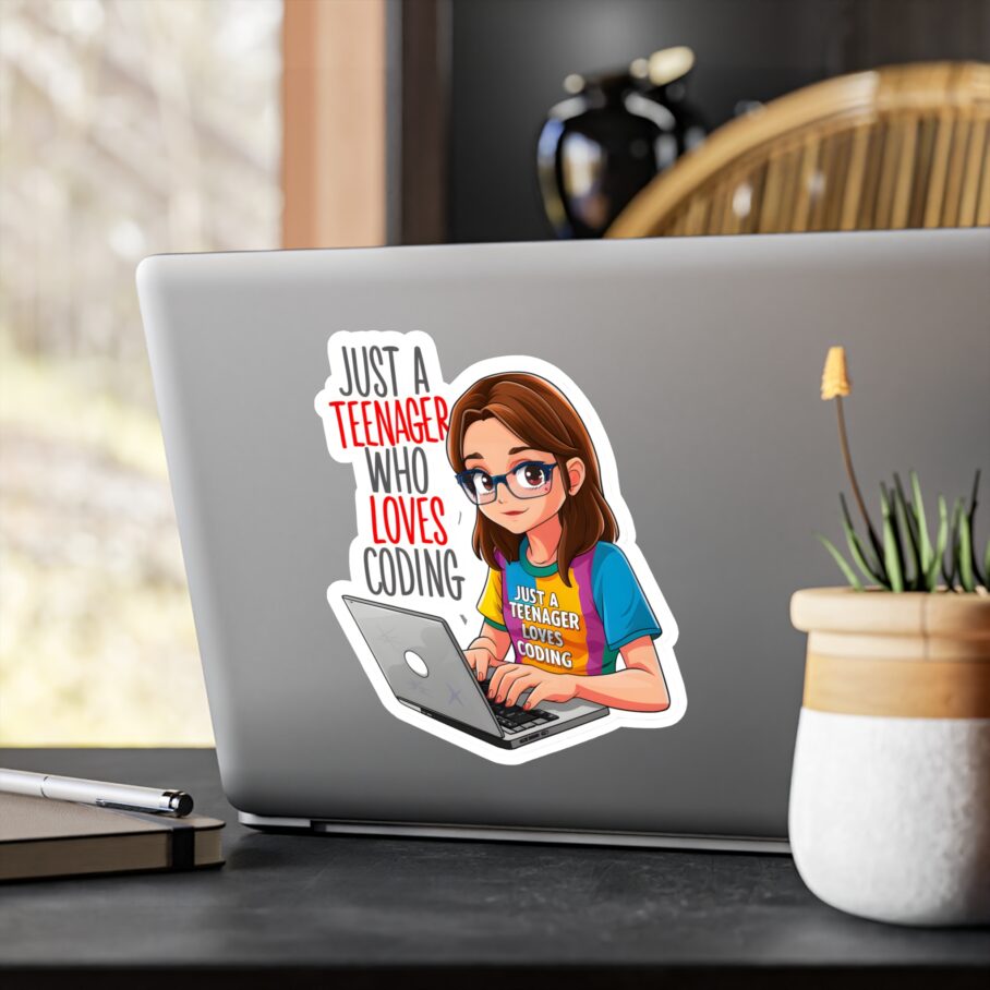 Just a Teenager Who Loves Coding Sticker - Image 5