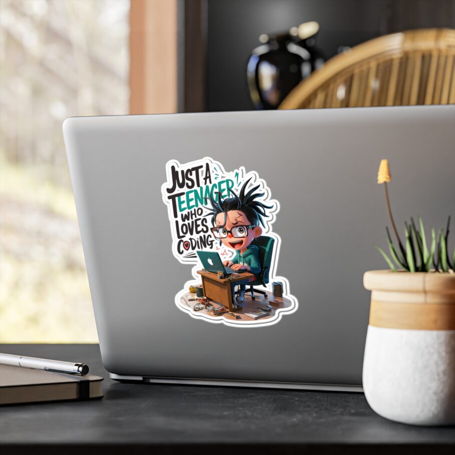 Just a Teenager Who Loves Coding Sticker - Image 4