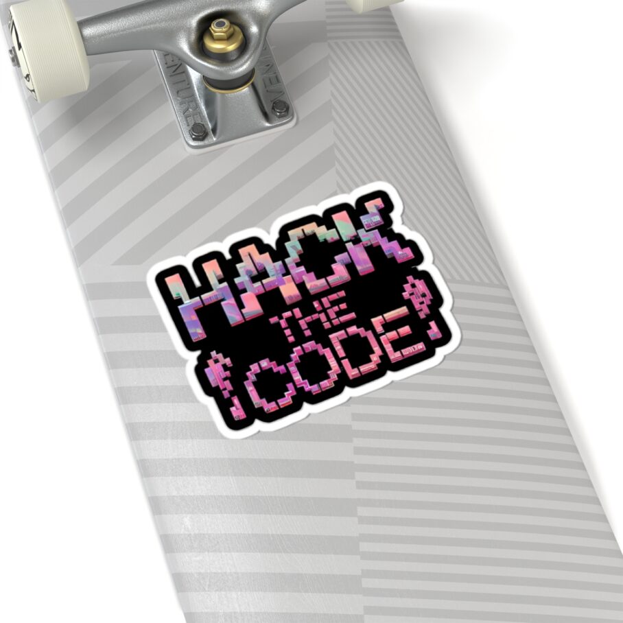 Glitchy “Hack the Code!” Sticker - Image 5