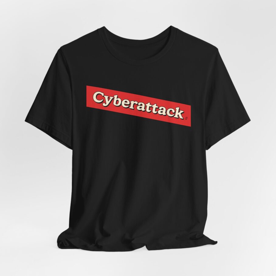 Cyberattack Red Sticker T-shirt TYP032 - Image 3