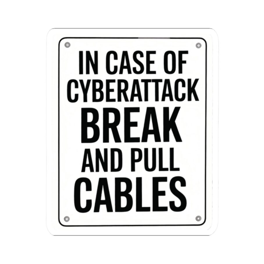 In Case of Cyberattack Break And Pull Cables Sticker D01