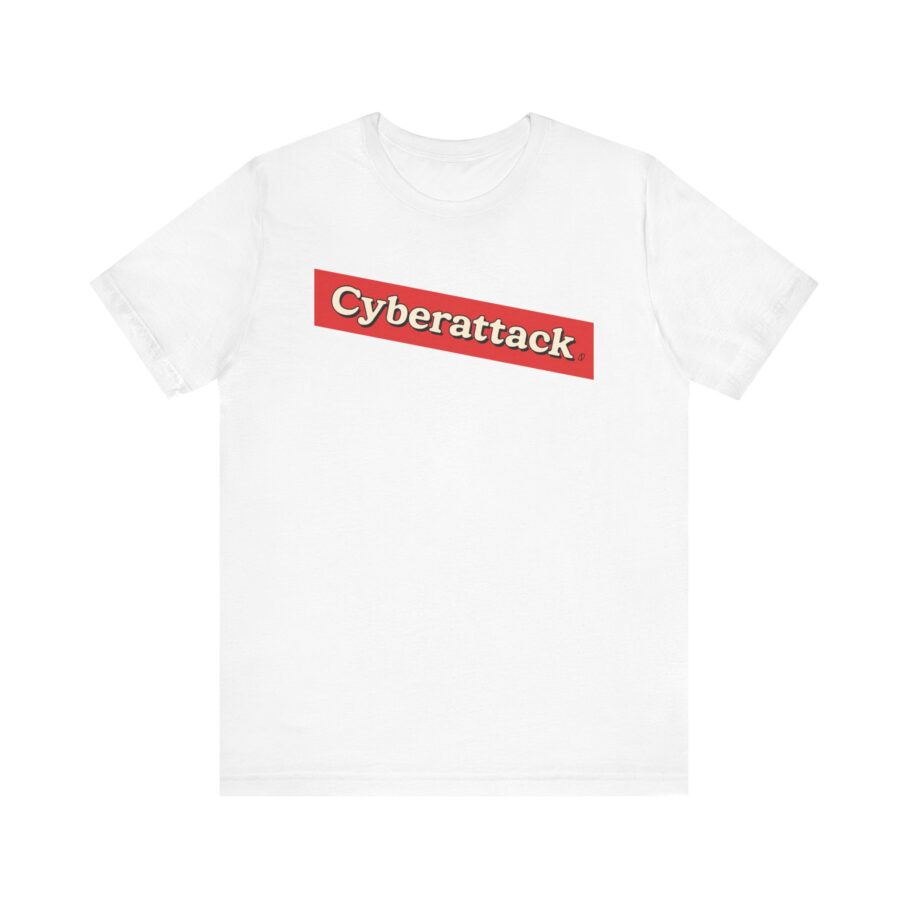 Cyberattack Red Sticker T-shirt TYP032 - Image 7