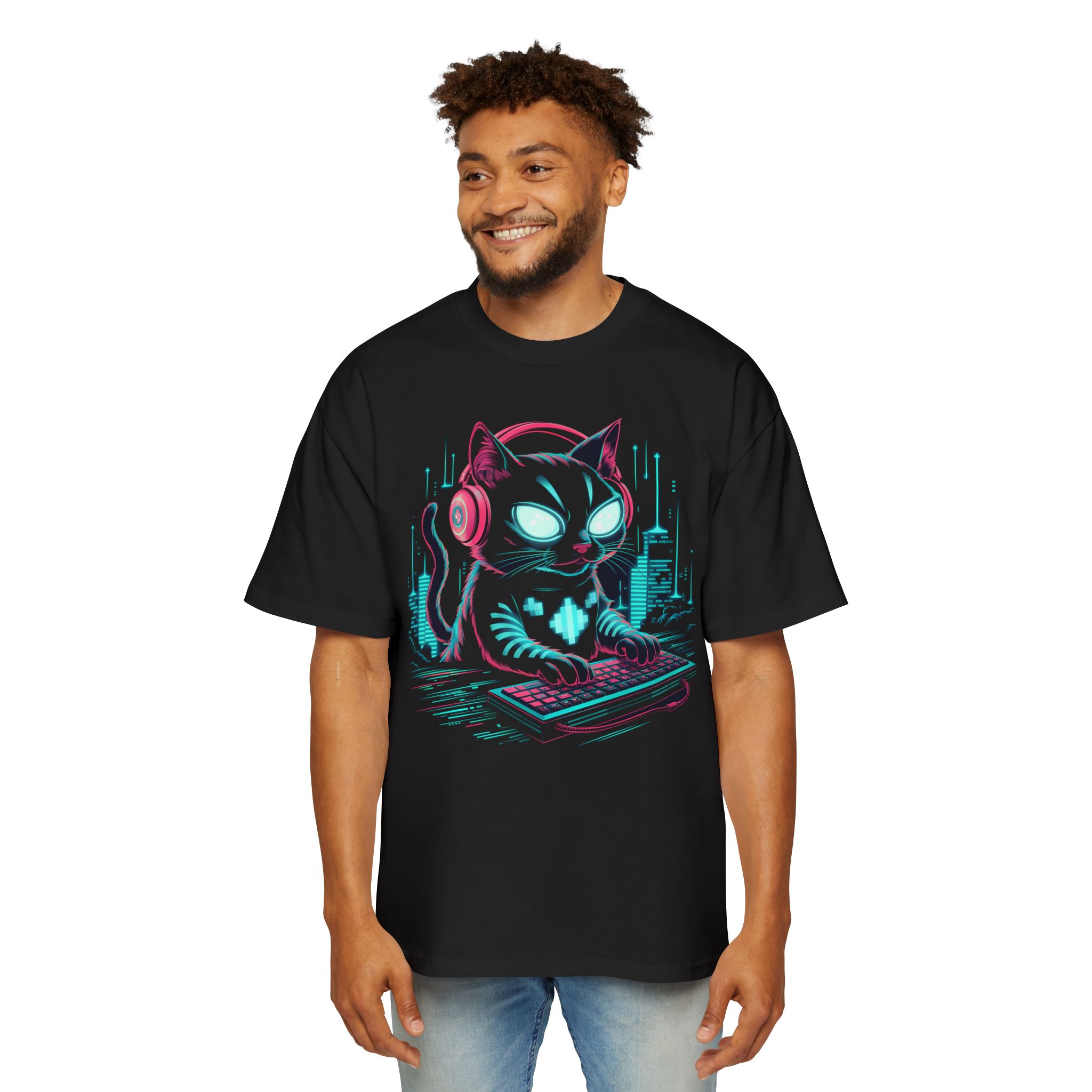5687494886443065691_2048-1.jpeg Cyber Kitty Hack Mode Oversized Tee