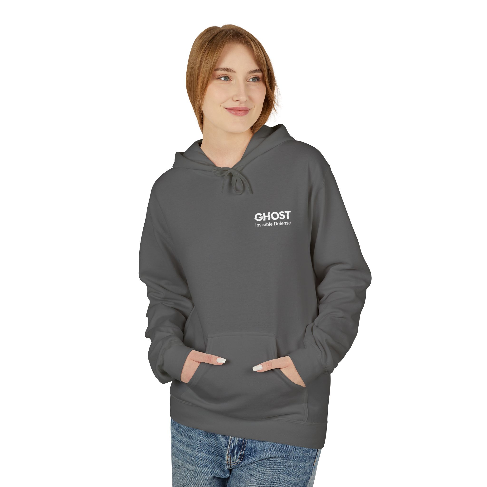 GHOST Invisible Defense Hacker Softstyle Hoodie | Winter Cyber Streetwear Gift