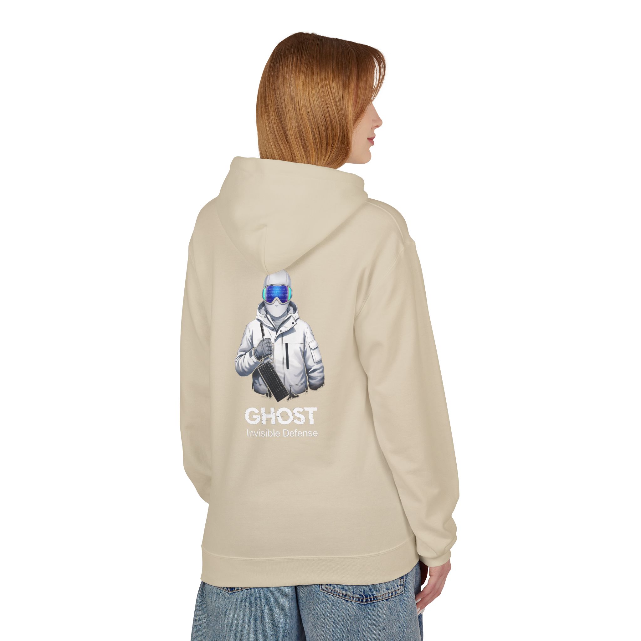 GHOST Invisible Defense Hacker Softstyle Hoodie | Winter Cyber Streetwear Gift