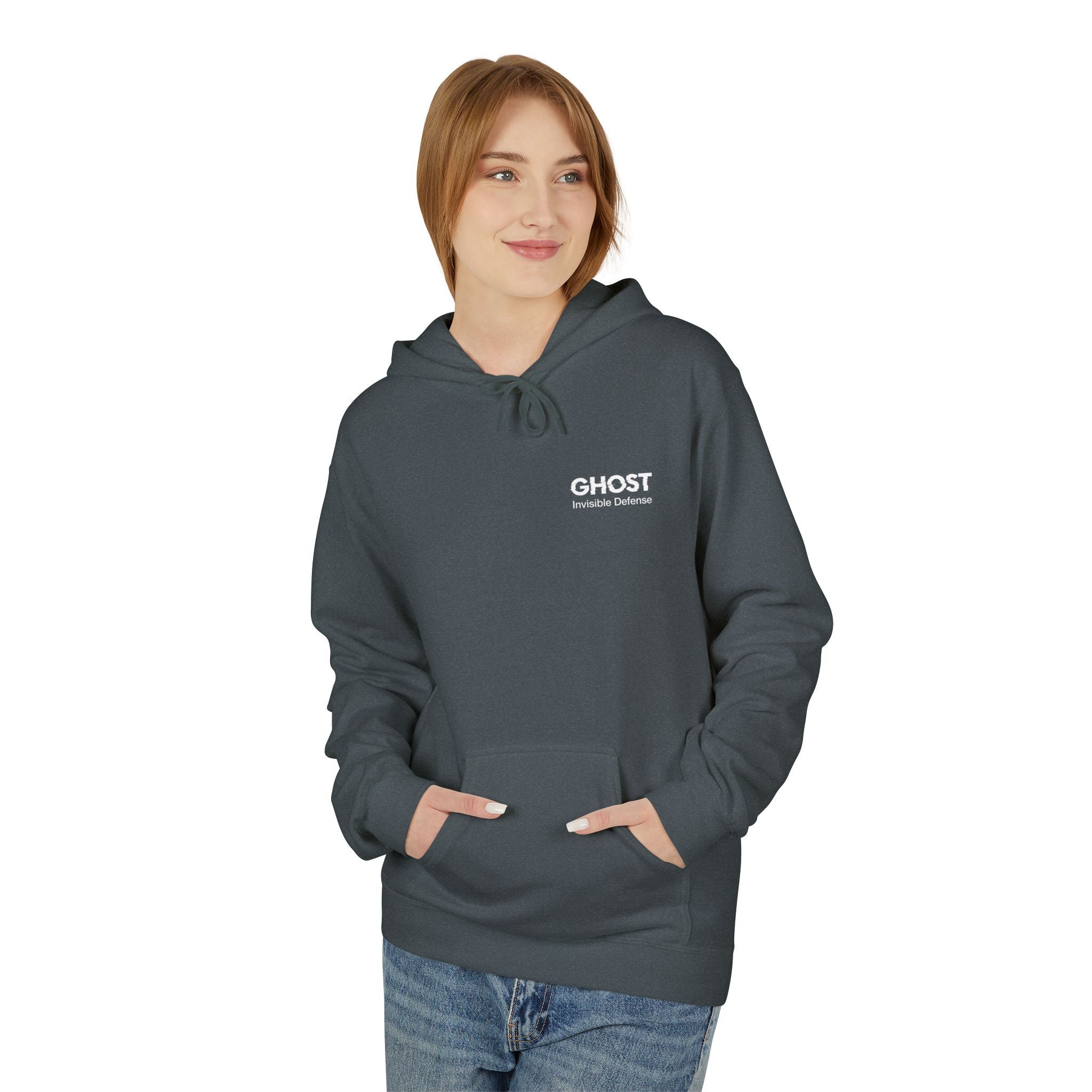 GHOST Invisible Defense Hacker Softstyle Hoodie | Winter Cyber Streetwear Gift
