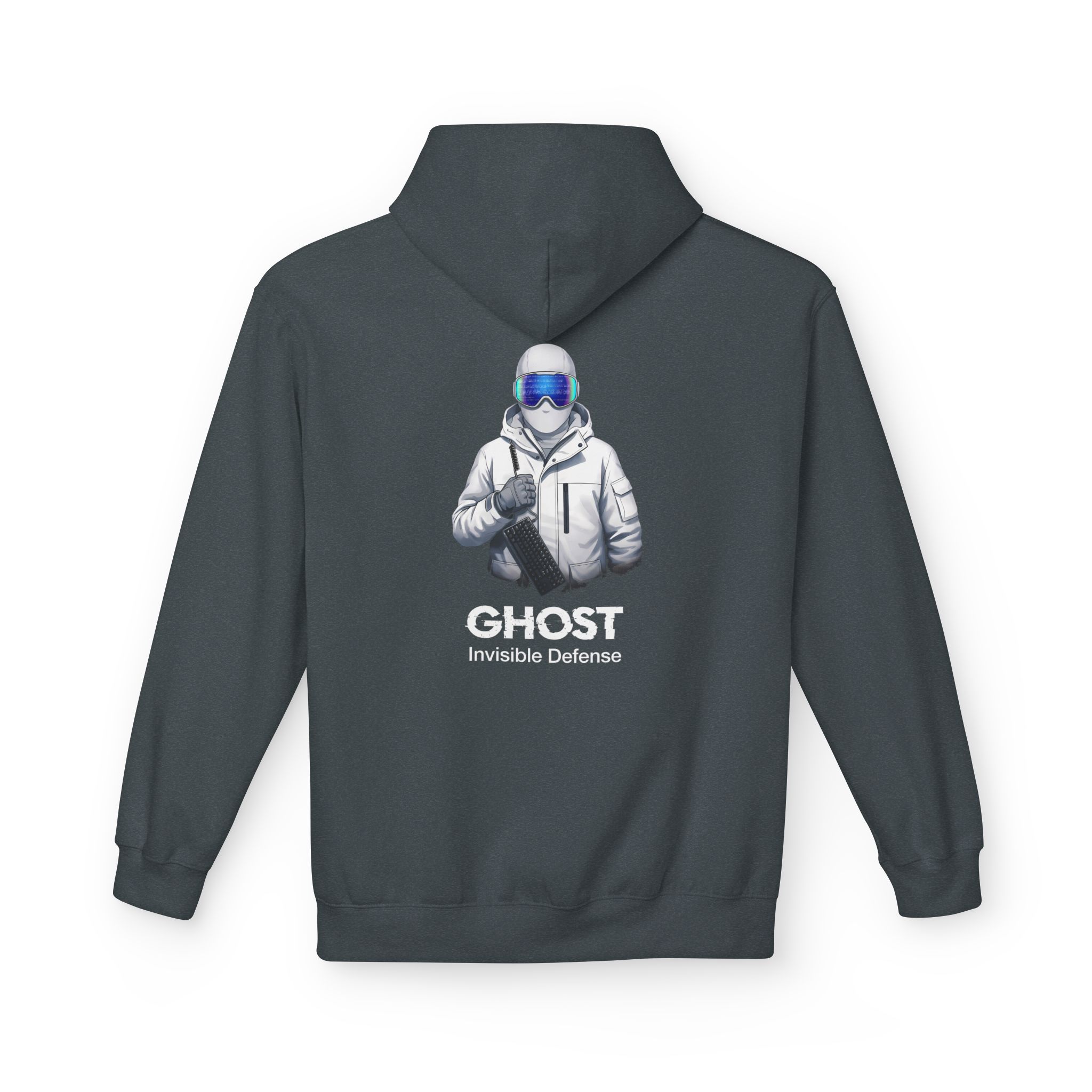 GHOST Invisible Defense Hacker Softstyle Hoodie | Winter Cyber Streetwear Gift