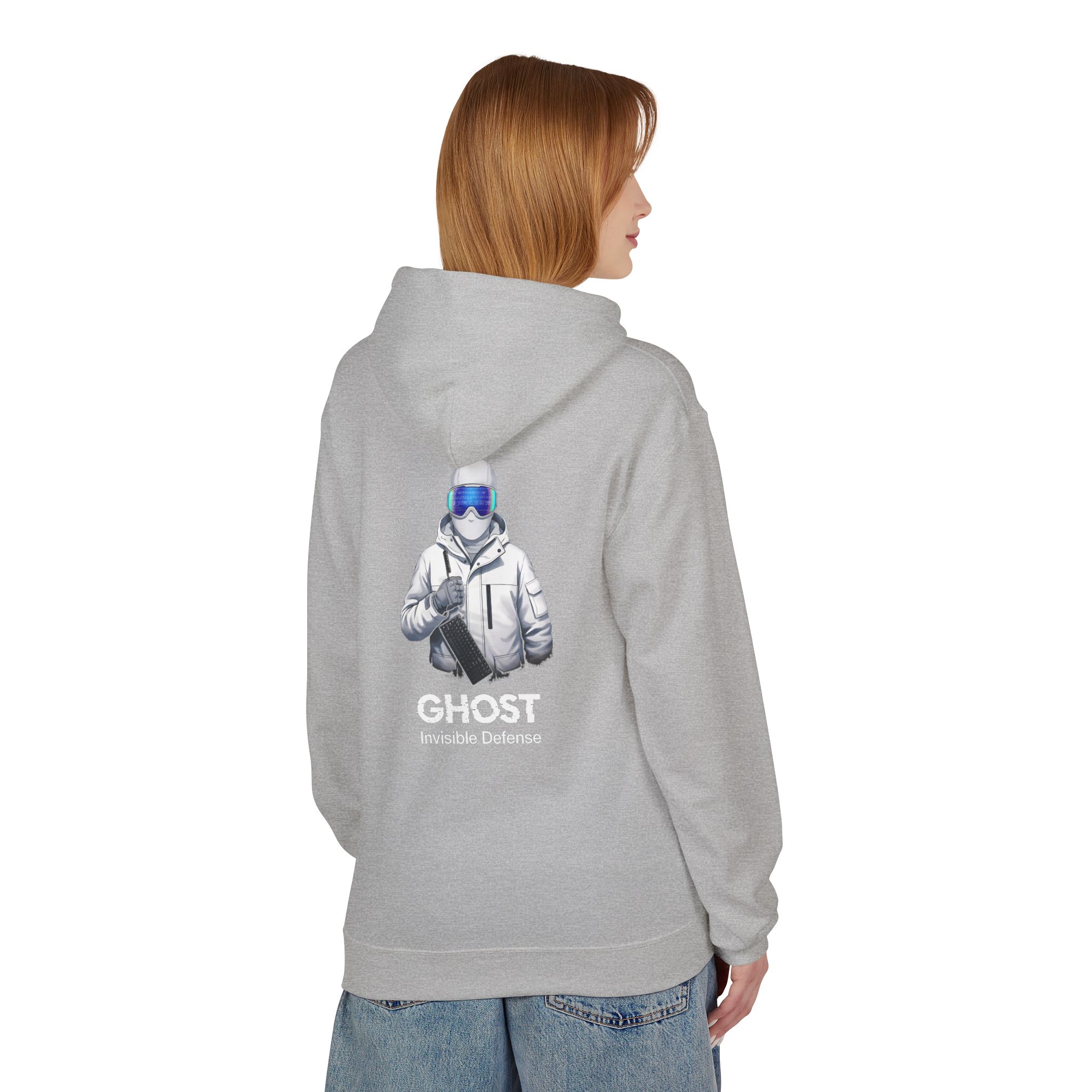 GHOST Invisible Defense Hacker Softstyle Hoodie | Winter Cyber Streetwear Gift