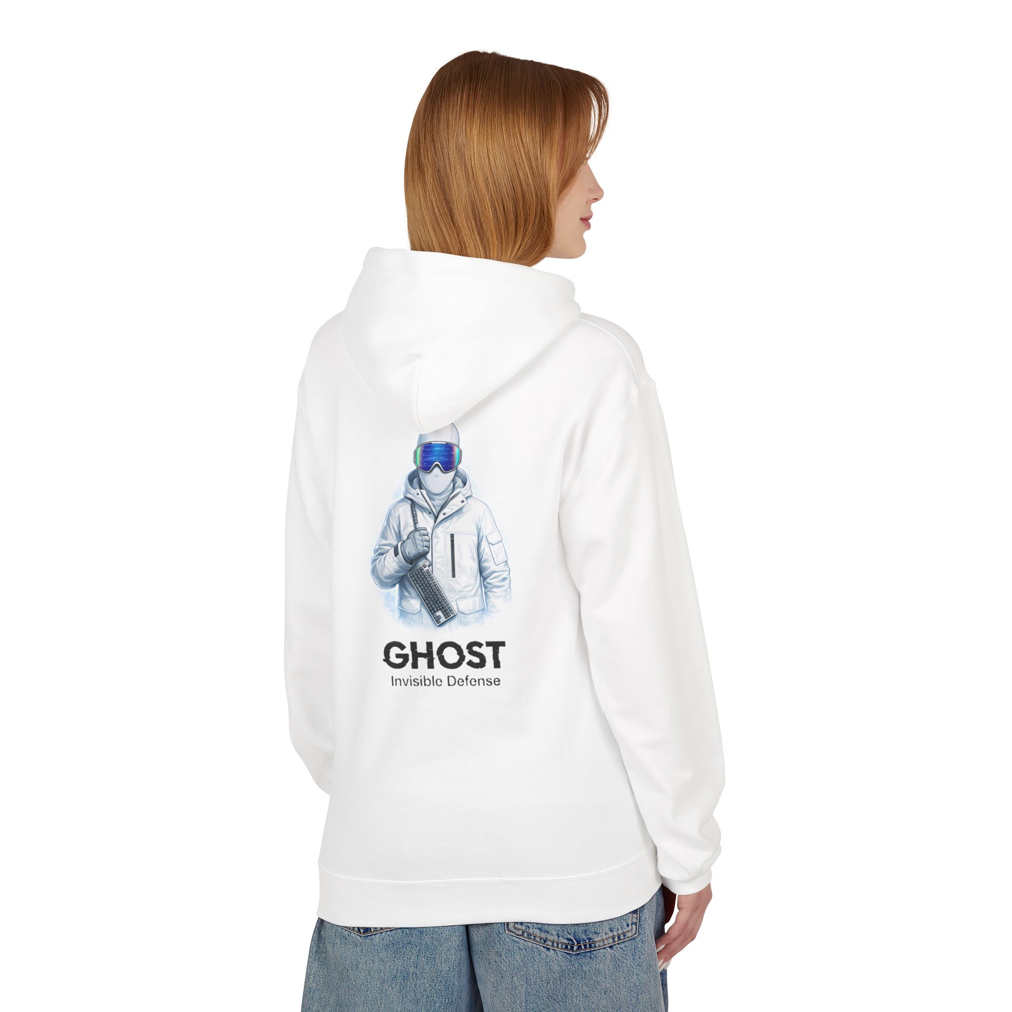 GHOST Invisible Defense Hacker Softstyle Hoodie | Winter Cyber Streetwear Gift