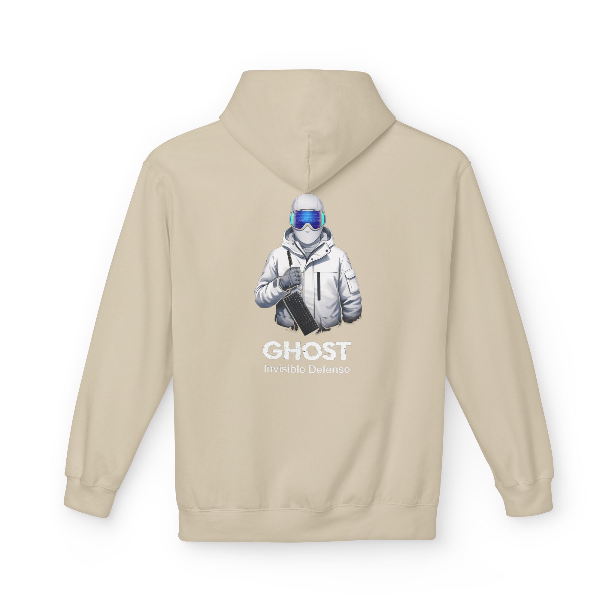 GHOST Invisible Defense Hacker Softstyle Hoodie | Winter Cyber Streetwear Gift