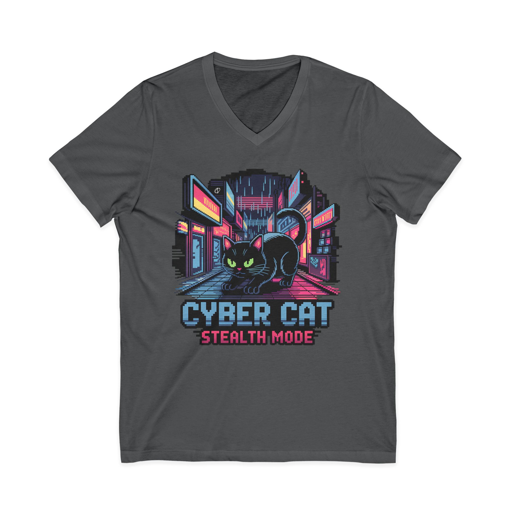 Cyber Cat Stealth V-Neck Tee