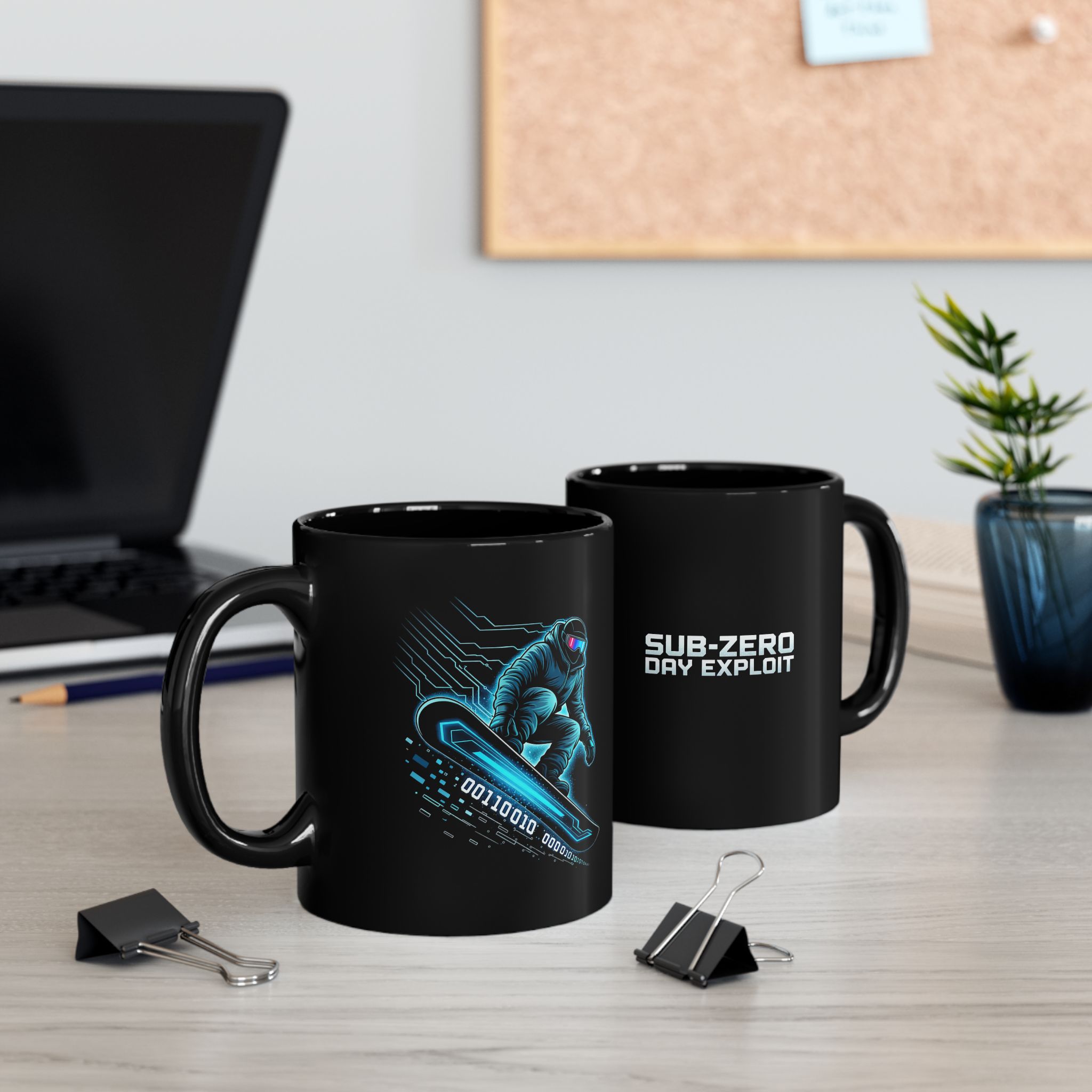 Winter Cyber Snowboard Hacker Coffee Mug | Cybersecurity Coffee Cup 11oz