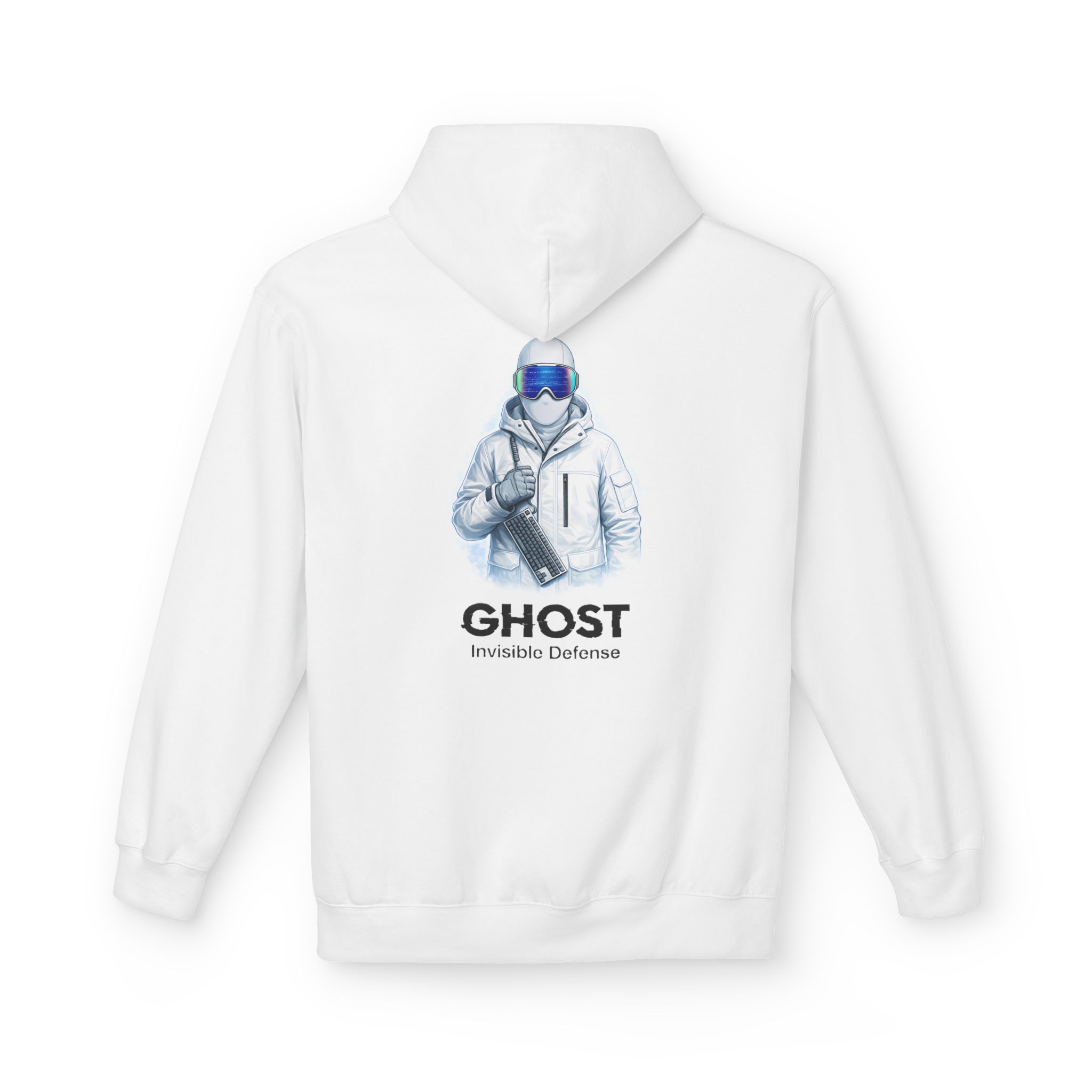 GHOST Invisible Defense Hacker Softstyle Hoodie | Winter Cyber Streetwear Gift