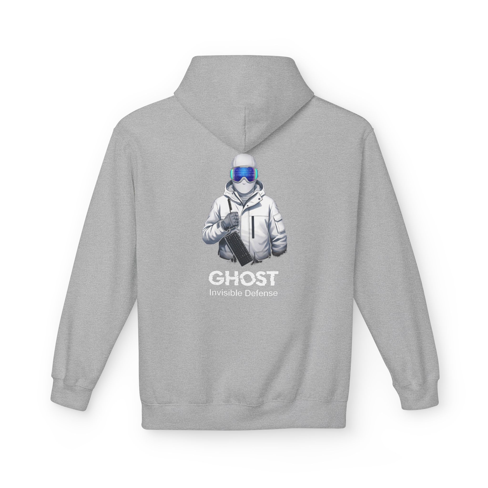 GHOST Invisible Defense Hacker Softstyle Hoodie | Winter Cyber Streetwear Gift