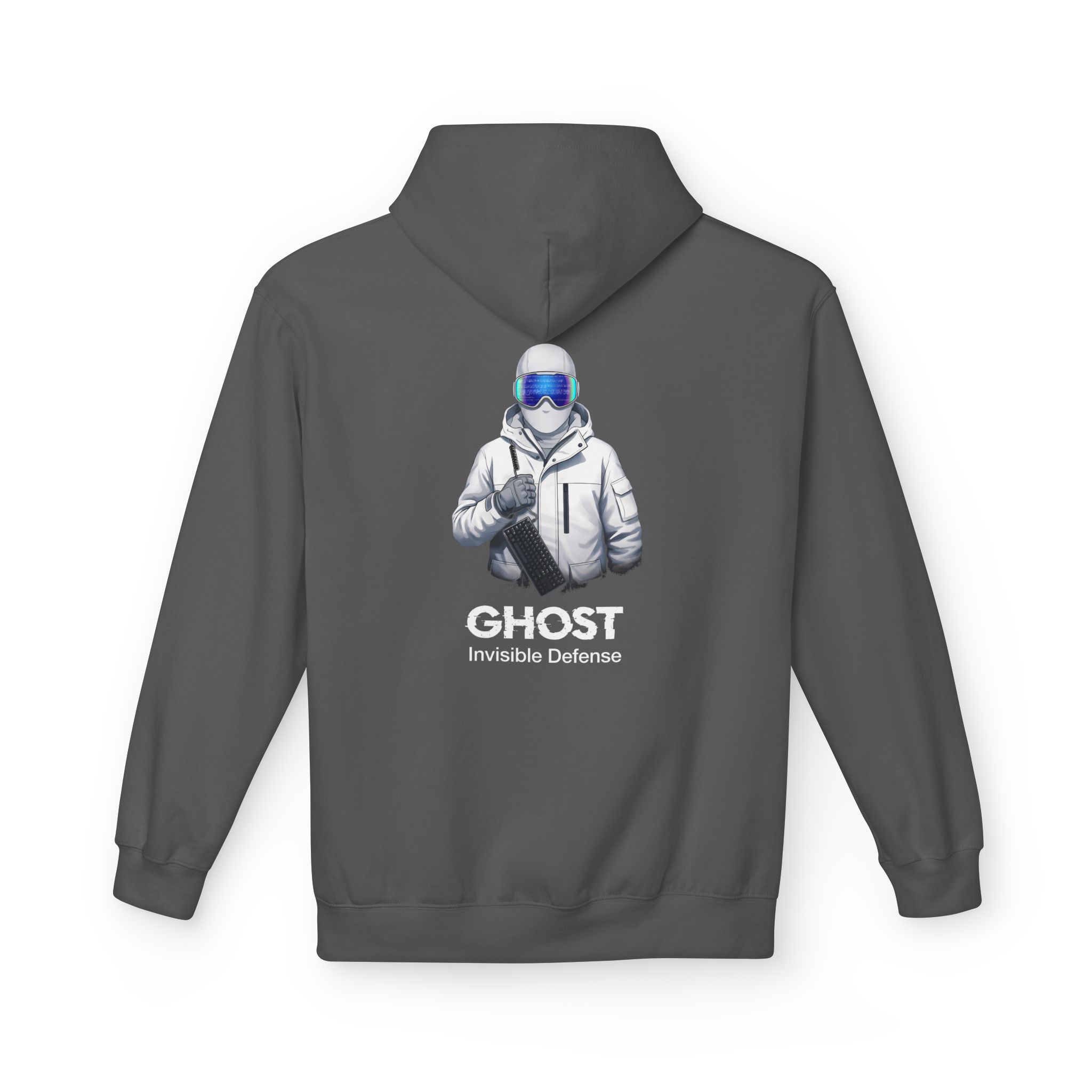 GHOST Invisible Defense Hacker Softstyle Hoodie | Winter Cyber Streetwear Gift