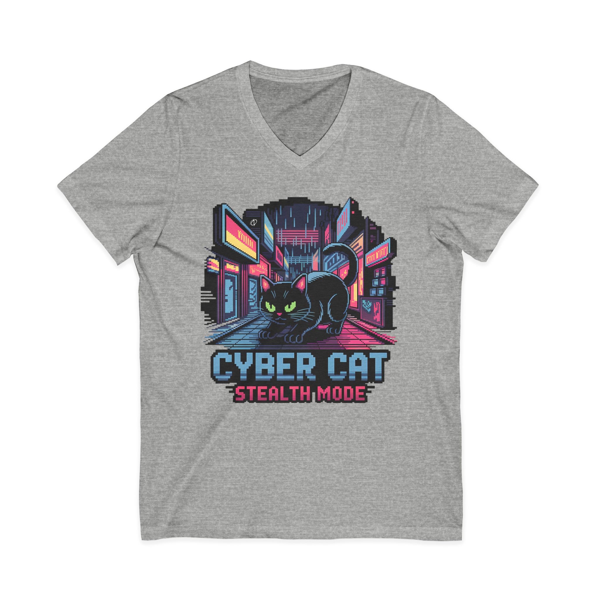 Cyber Cat Stealth V-Neck Tee