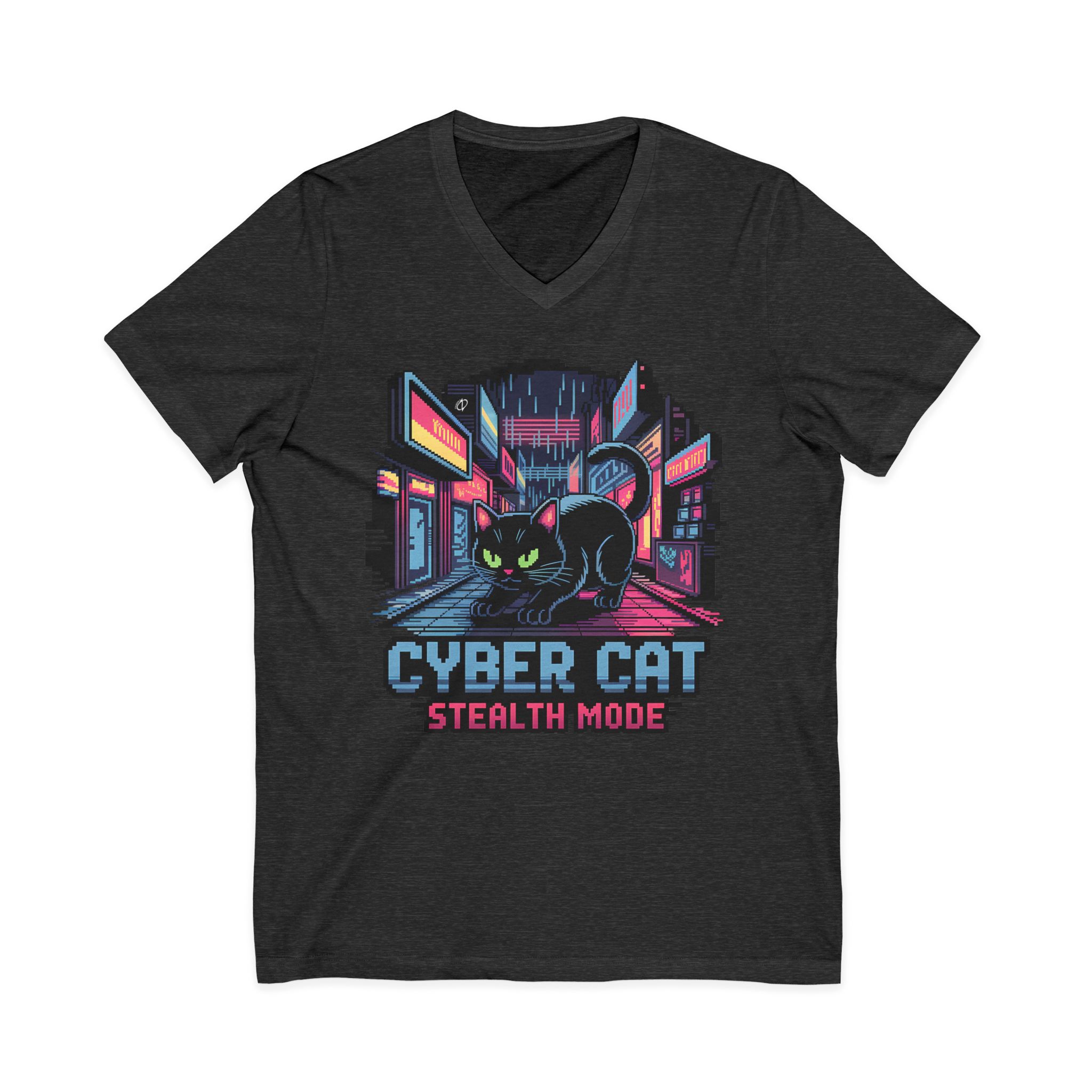Cyber Cat Stealth V-Neck Tee