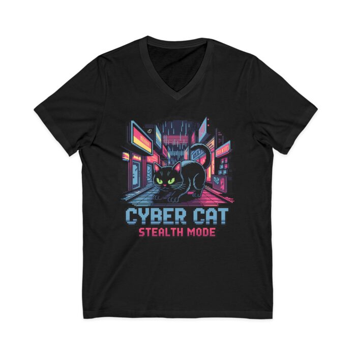 Cyber Cat Stealth V-Neck Tee