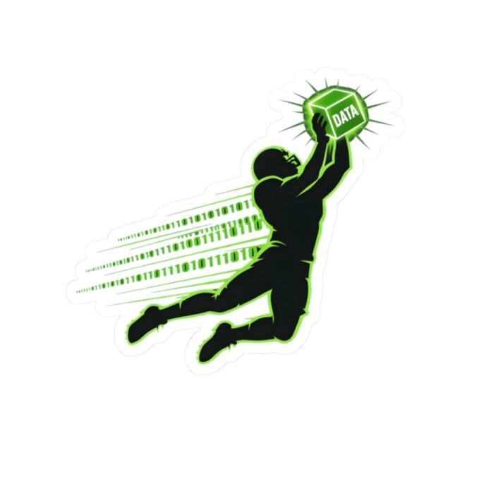Catch The Data Cyber Football Sticker | Binary Glow Laptop Decal