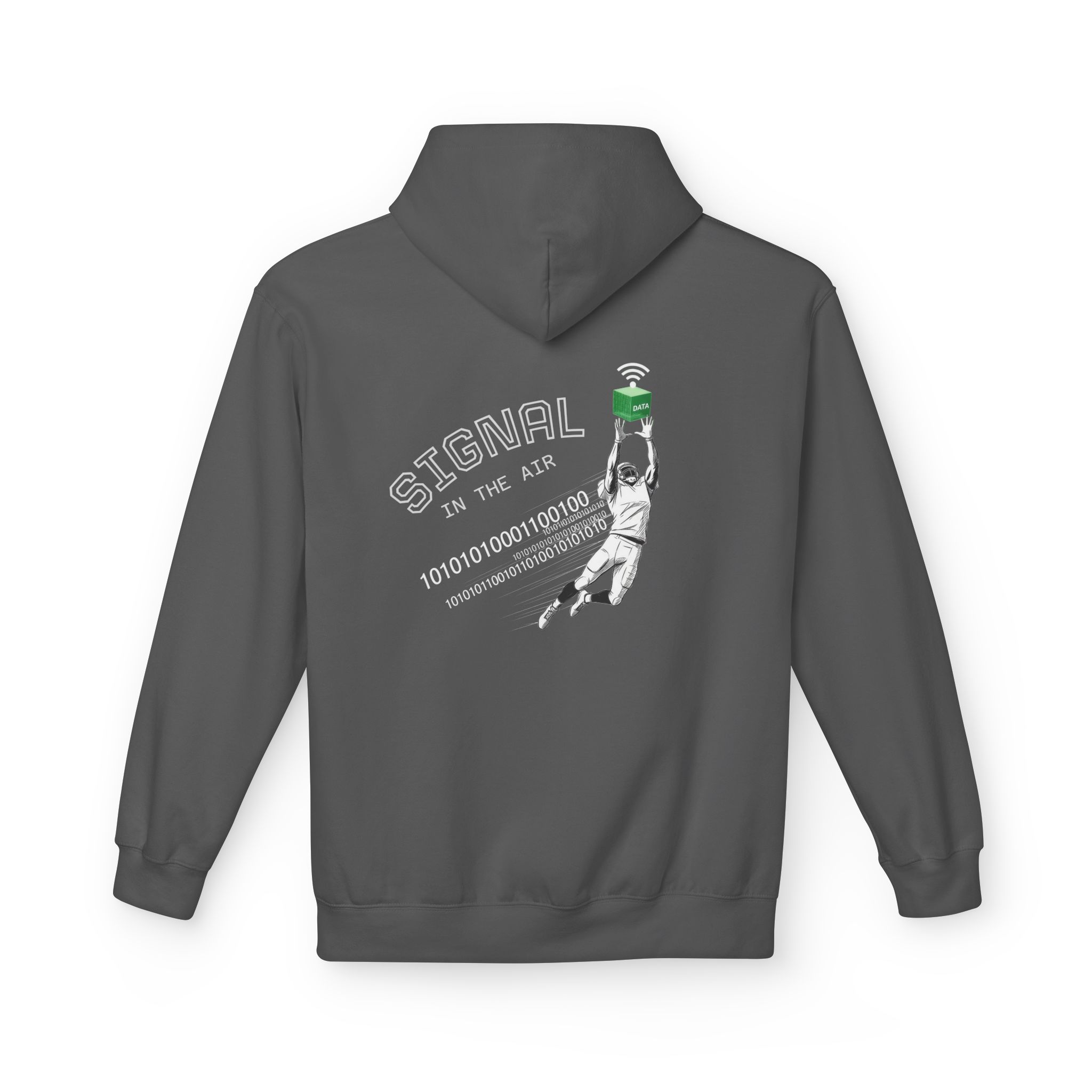 Signal In The Air Cybersecurity Football Softstyle Hoodie | Data WiFi Binary