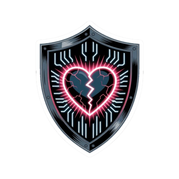 Cyber Shield Broken Heart Sticker