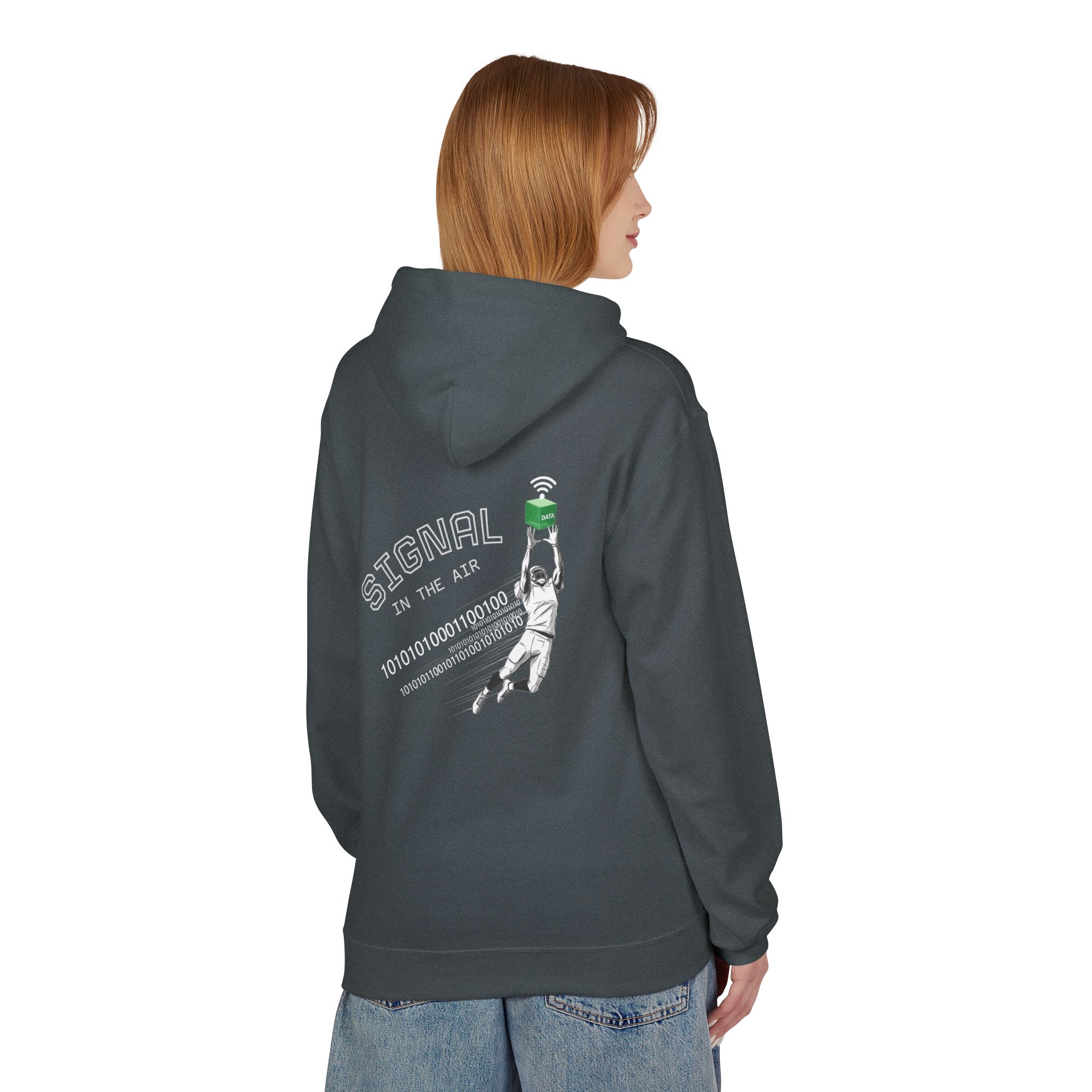 Signal In The Air Cybersecurity Football Softstyle Hoodie | Data WiFi Binary