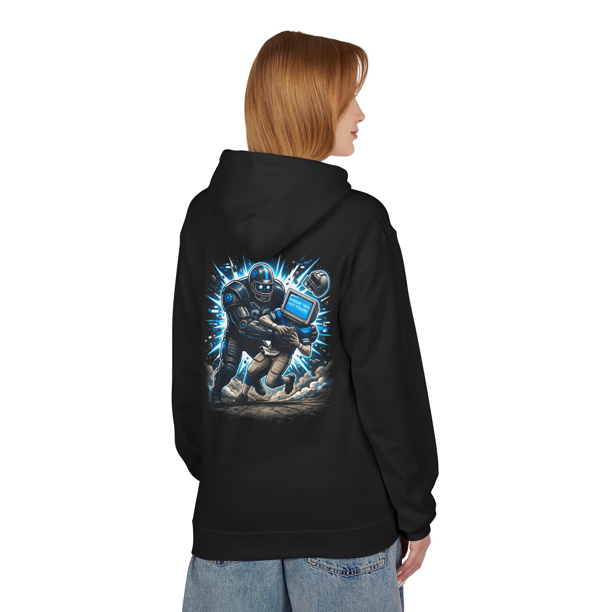 Error 404 Gridiron Tackle Cybersecurity Softstyle Hoodie Unisex