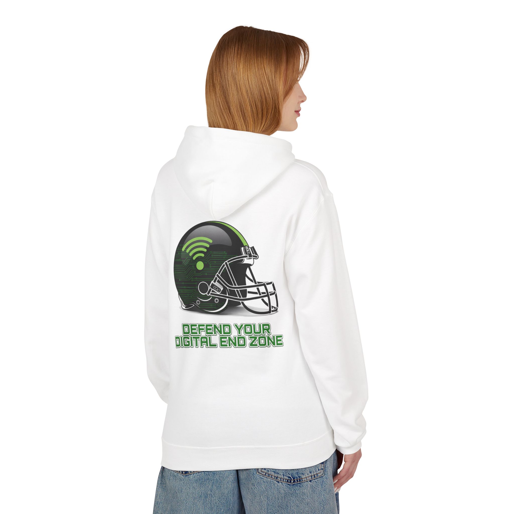 Defend Your Digital End Zone Cyber Football Helmet Softstyle Hoodie