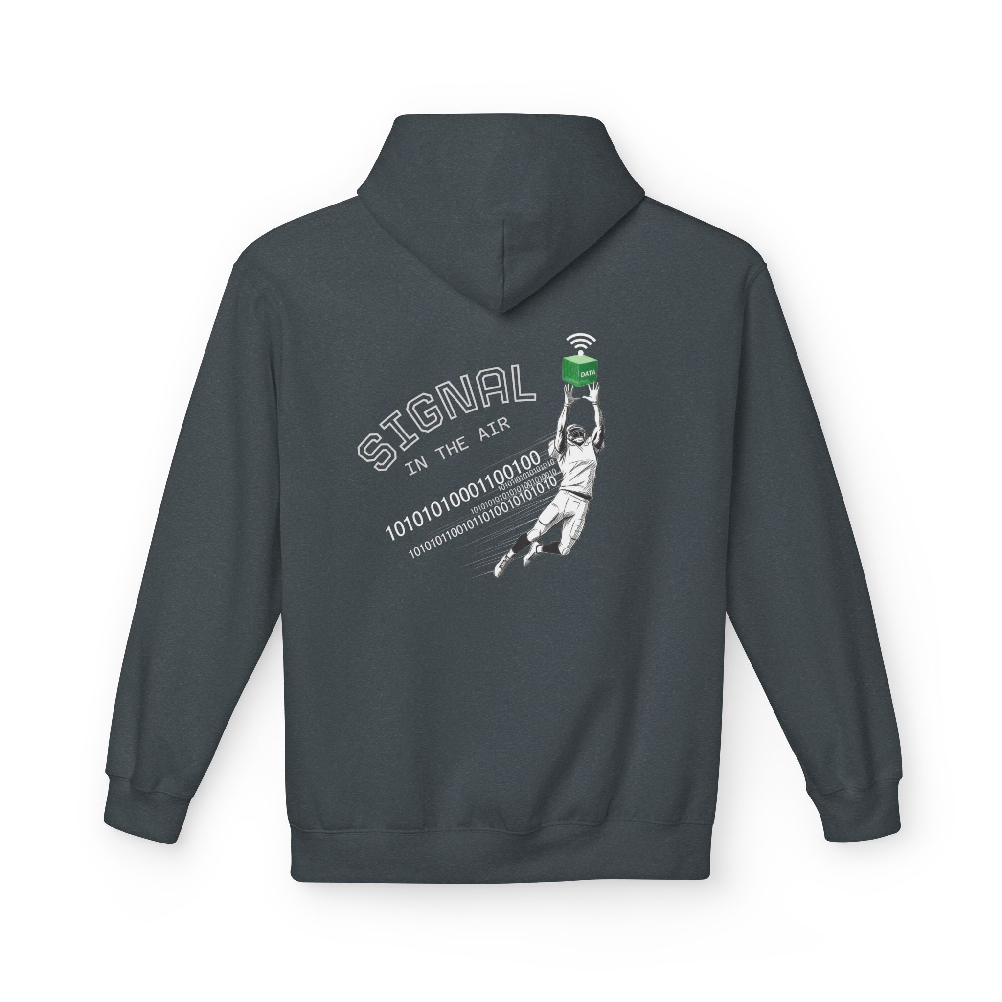 Signal In The Air Cybersecurity Football Softstyle Hoodie | Data WiFi Binary