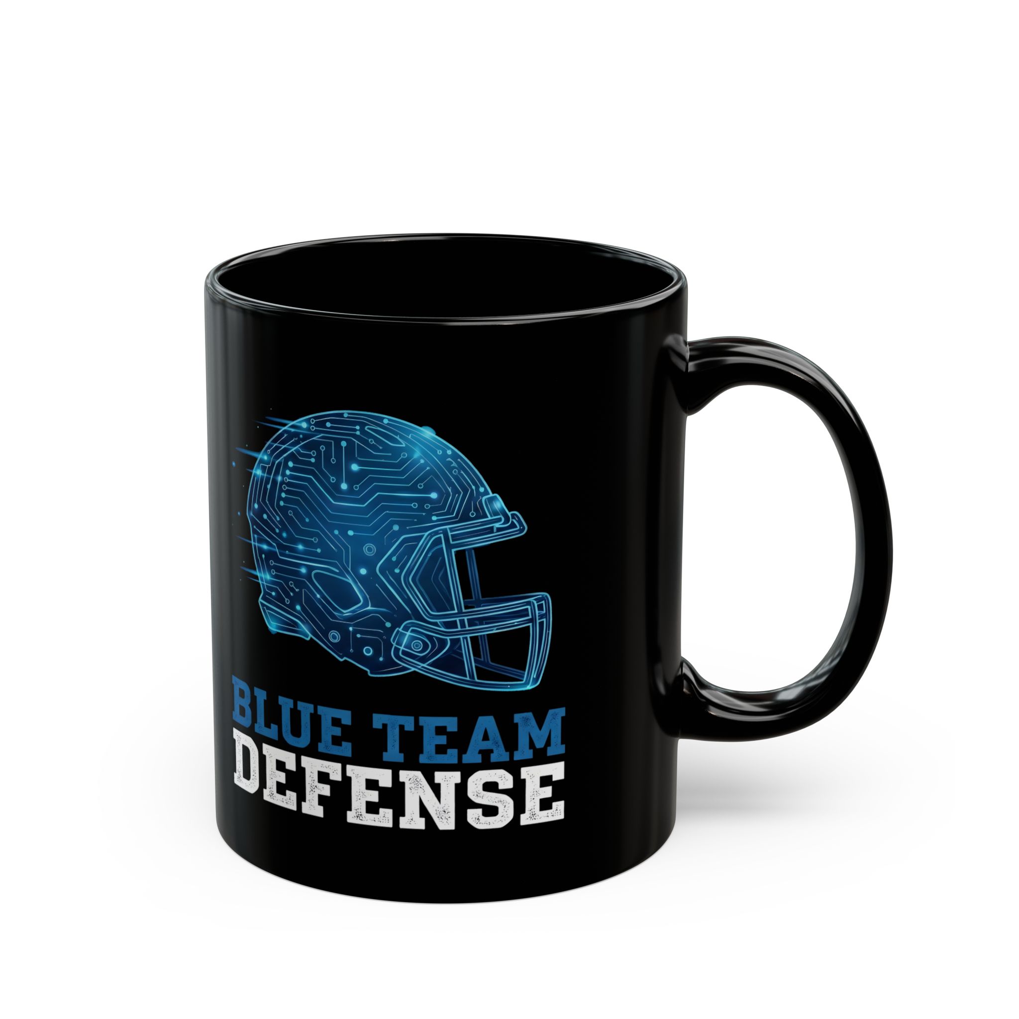 Blue Team Defense Coffee Mug | Cybersecurity Football Helmet