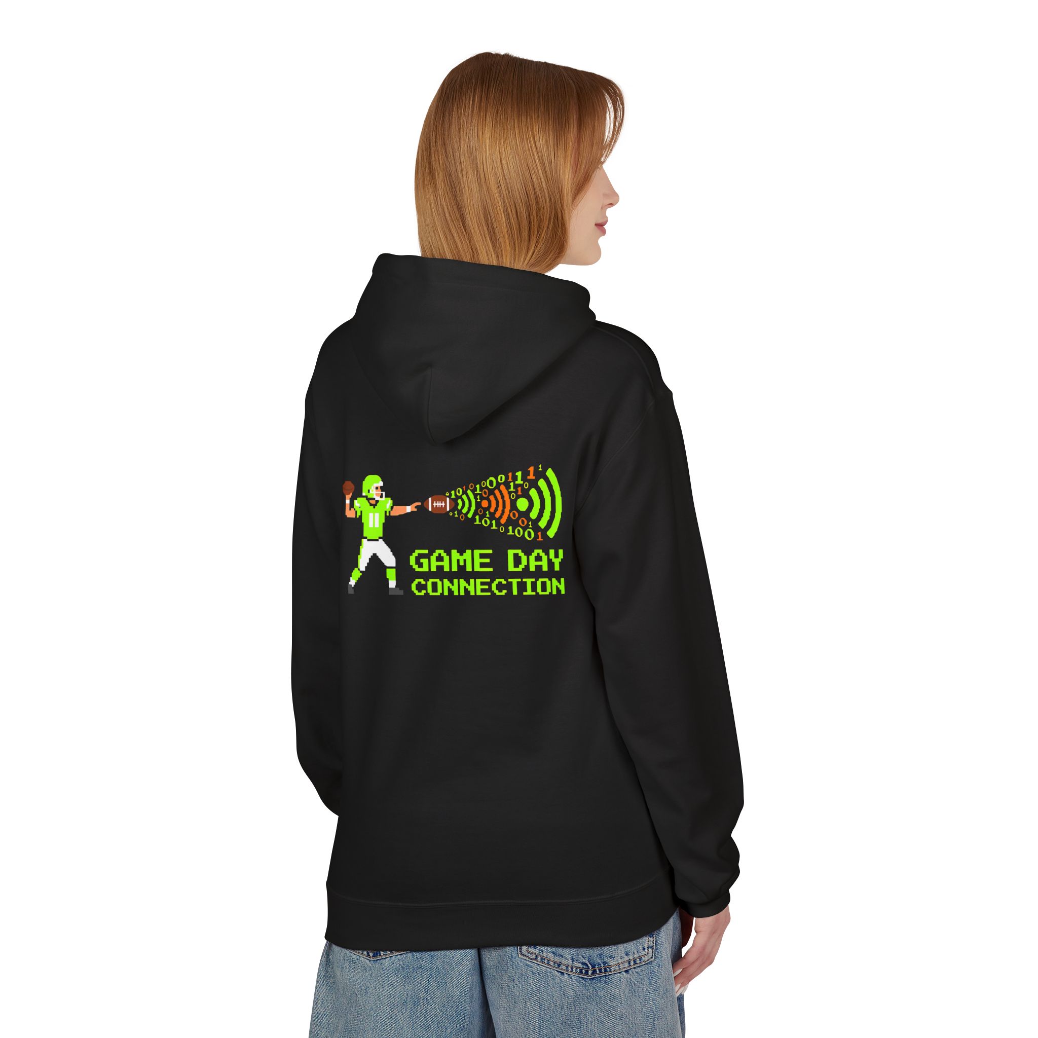 Game Day Connection Pixel Football Cybersecurity Softstyle Hoodie