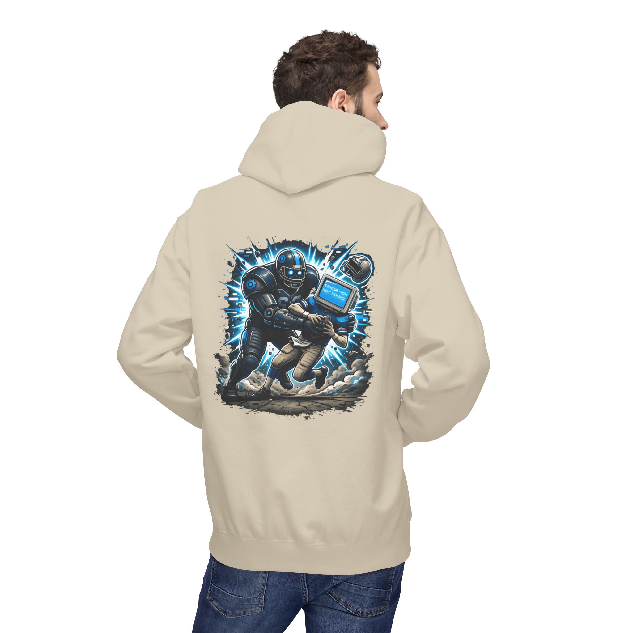 Error 404 Gridiron Tackle Cybersecurity Softstyle Hoodie Unisex