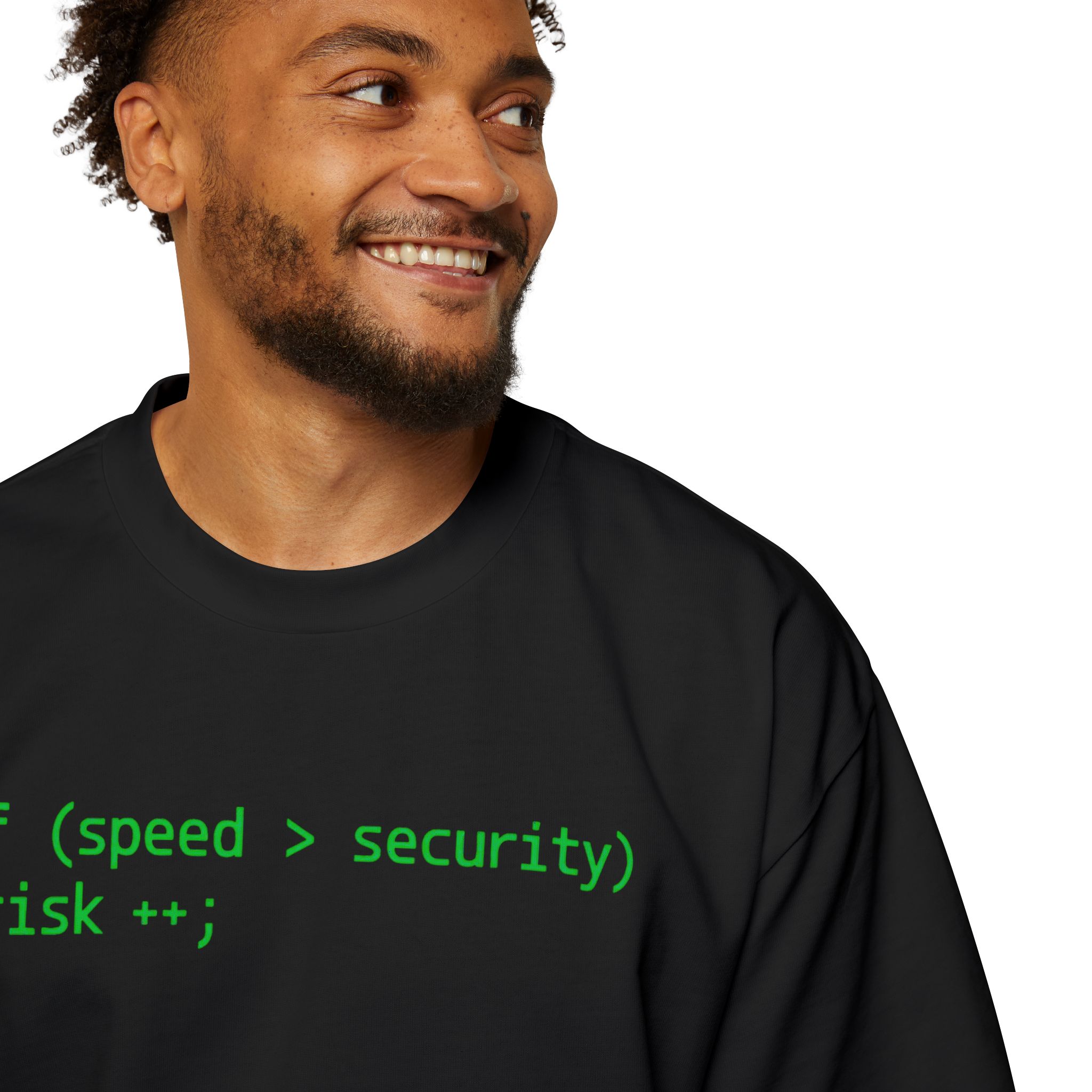 Speed vs Security Code Statement Oversized Tee