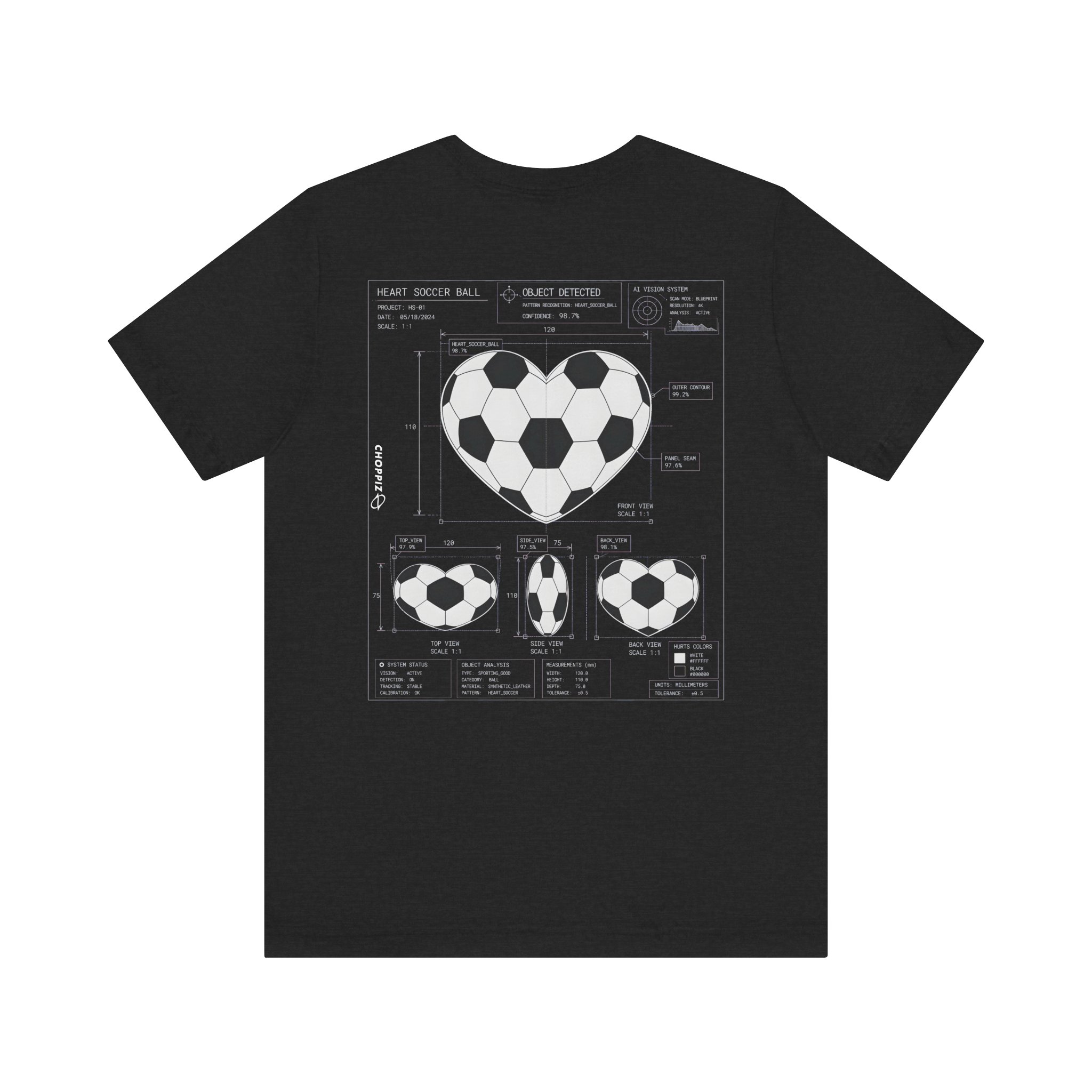 Heart Soccer Blueprint Passion & Precision Graphic T-Shirt