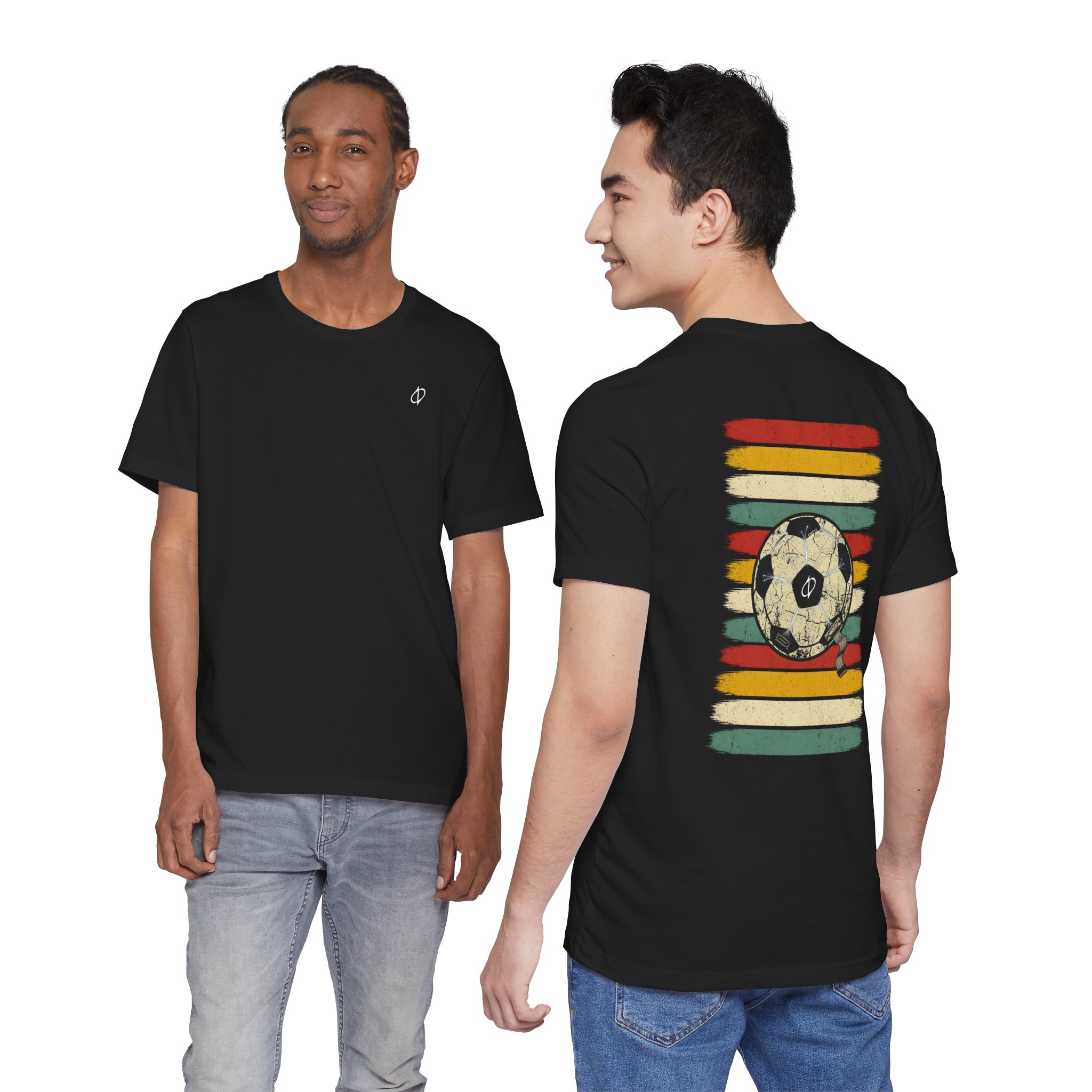 Retro Cyber Soccer Ball Graphic T-Shirt