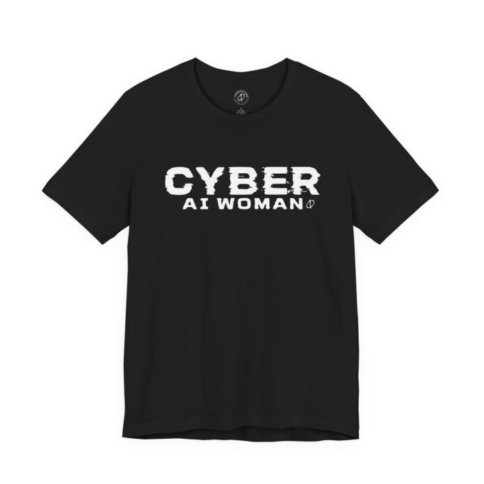 Cyber AI Woman Digital Future Typographic T-Shirt
