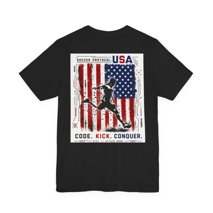 Code Kick Conquer USA Cyber Soccer Graphic T-Shirt